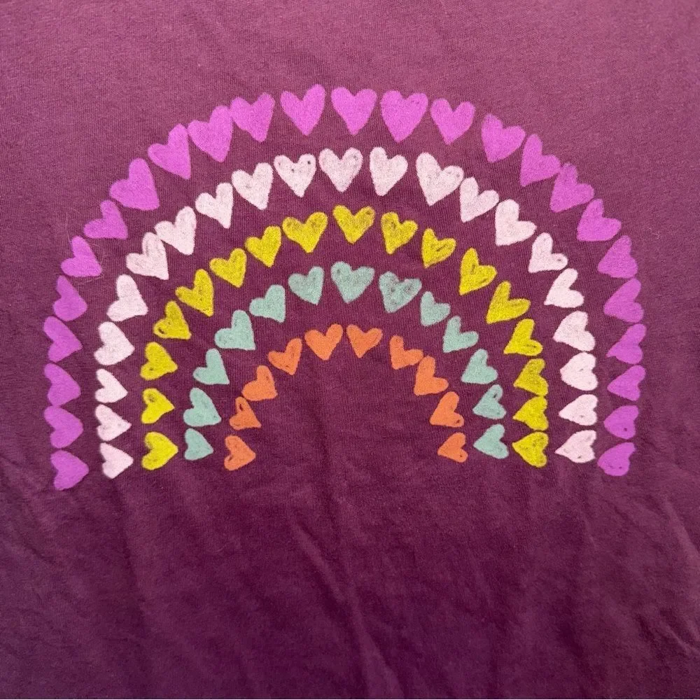 GAP Kids Girls Short Sleeve Rainbow Hearts T-Shirt Size XL (12)